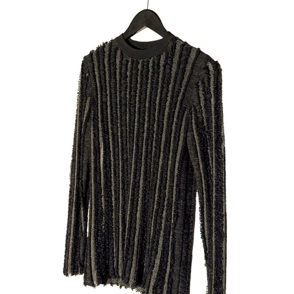 Louis Vuitton 2015 Black Wool Fringe Mesh Stripe Sweater - Picture 2 of 7